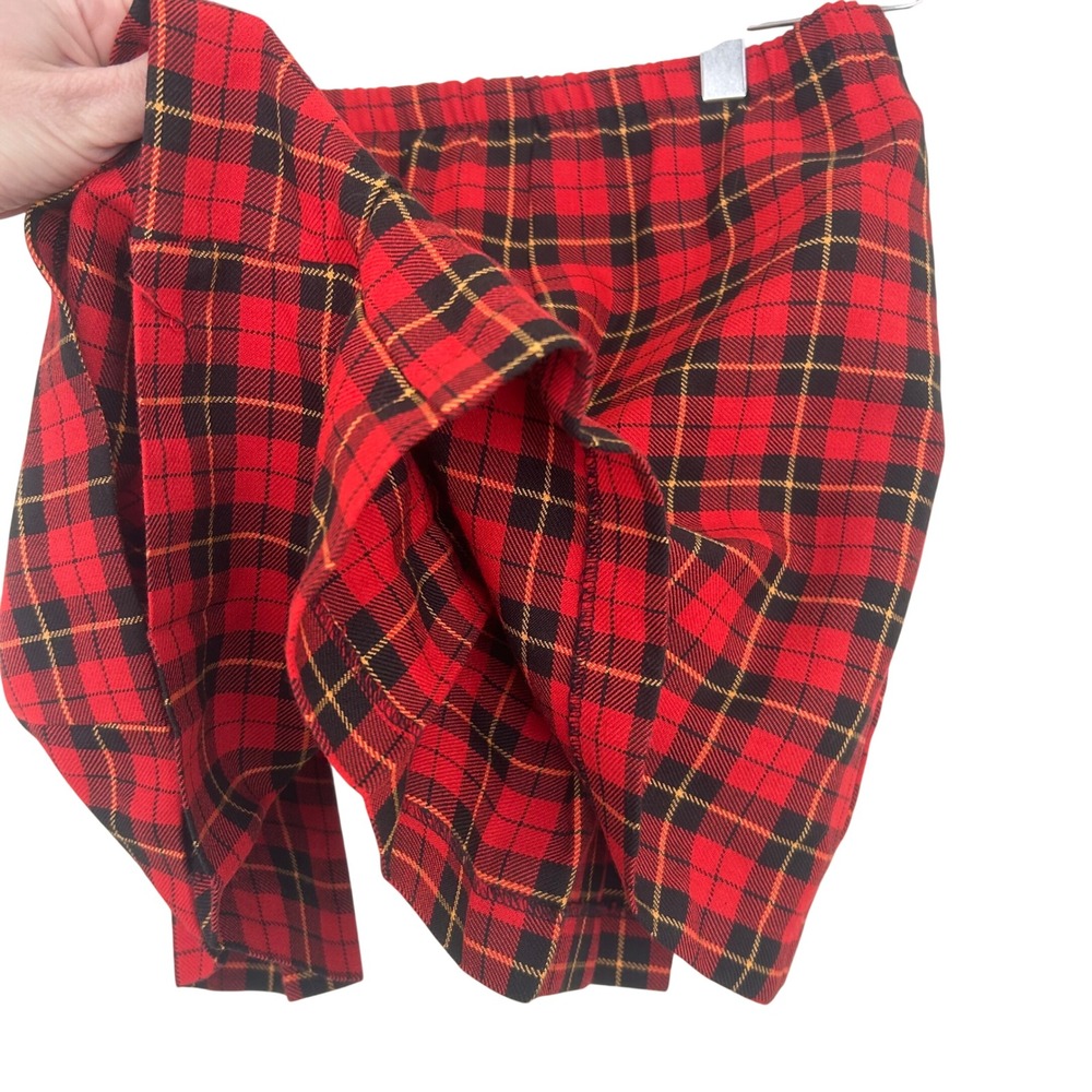 VTG Y2K 90s Amy Byer Plaid Pleated Skirt Red Black Yellow Girls Sz M Old Money - Picture 4 of 8